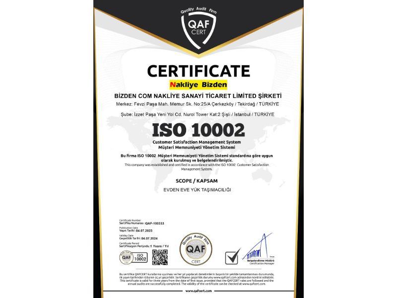 ISO 10002 Müşteri Memnuniyeti
