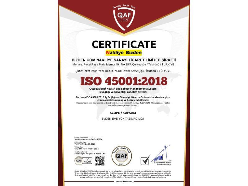 ISO 45001:2018 İş Sağlığı ve Güvenliği